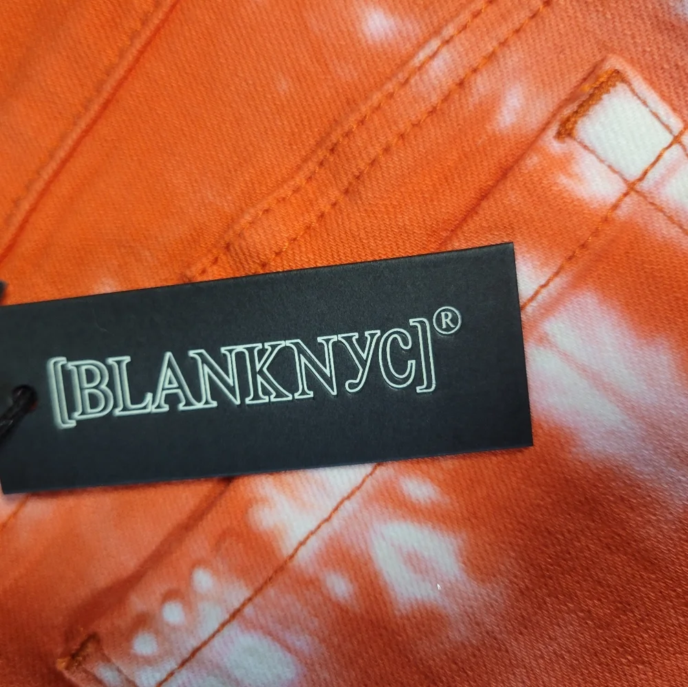 Blank NYC NWT The Essex Classic Cut Off Shorts Tie Dye Orange‎ Size 26